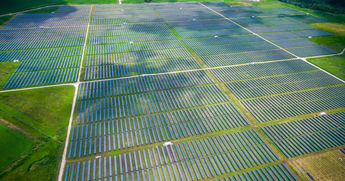 Renewable energy solar panels in industrial setting
